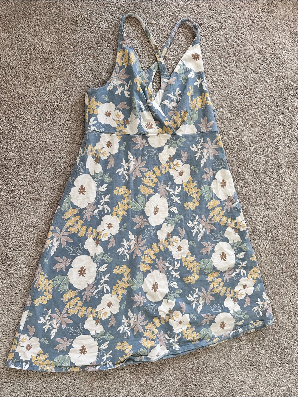 Patagonia Blue Floral Cross-Back Casual Sundress